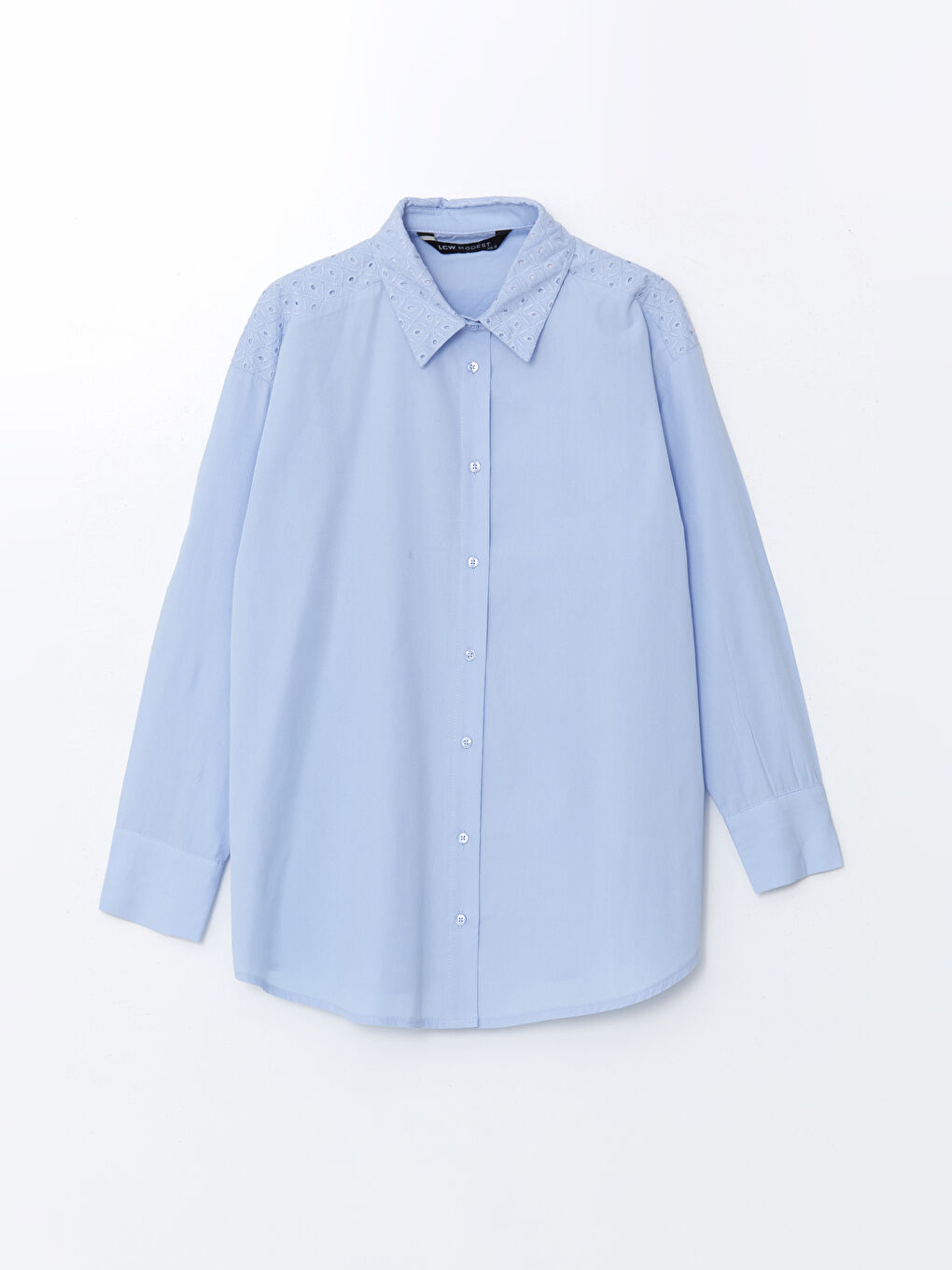 LCW Modest Mavi Oversize Poplin Kadın Gömlek Tunik - 4