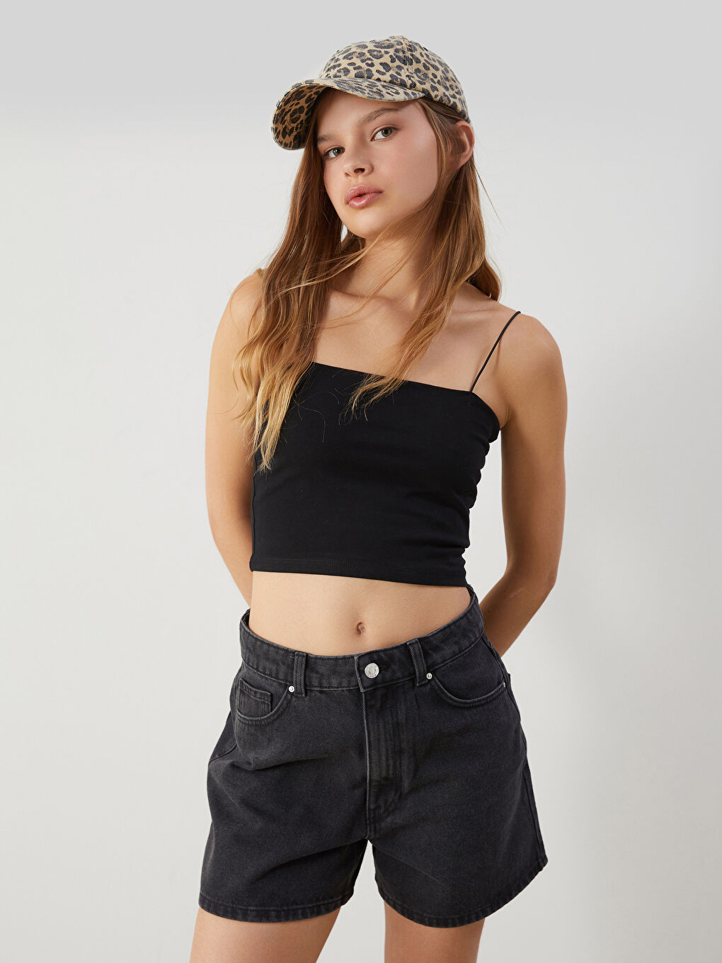 Square Collar Strappy Crop