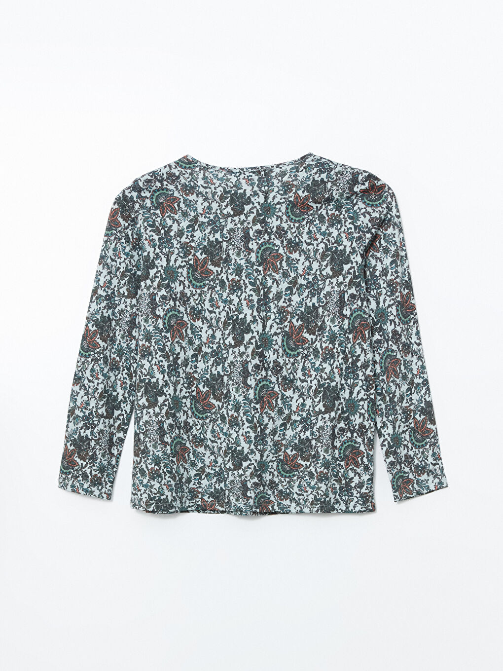 Yeşil Bisiklet Yaka Desenli Kadın Bluz-5