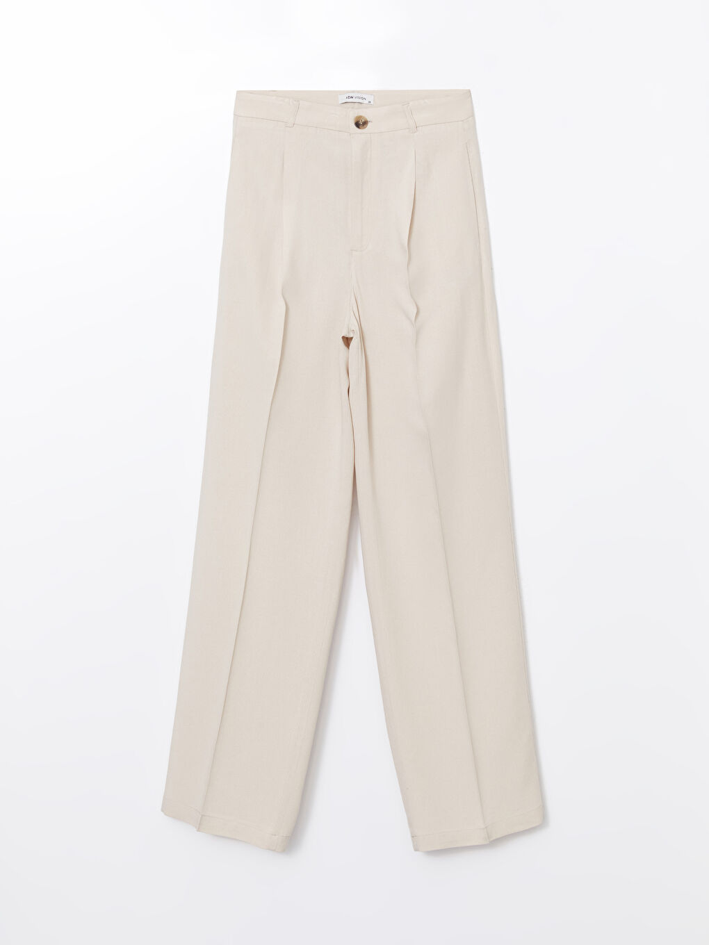 Bej Loose Fit Keten Karışımlı Kadın Pantolon-4