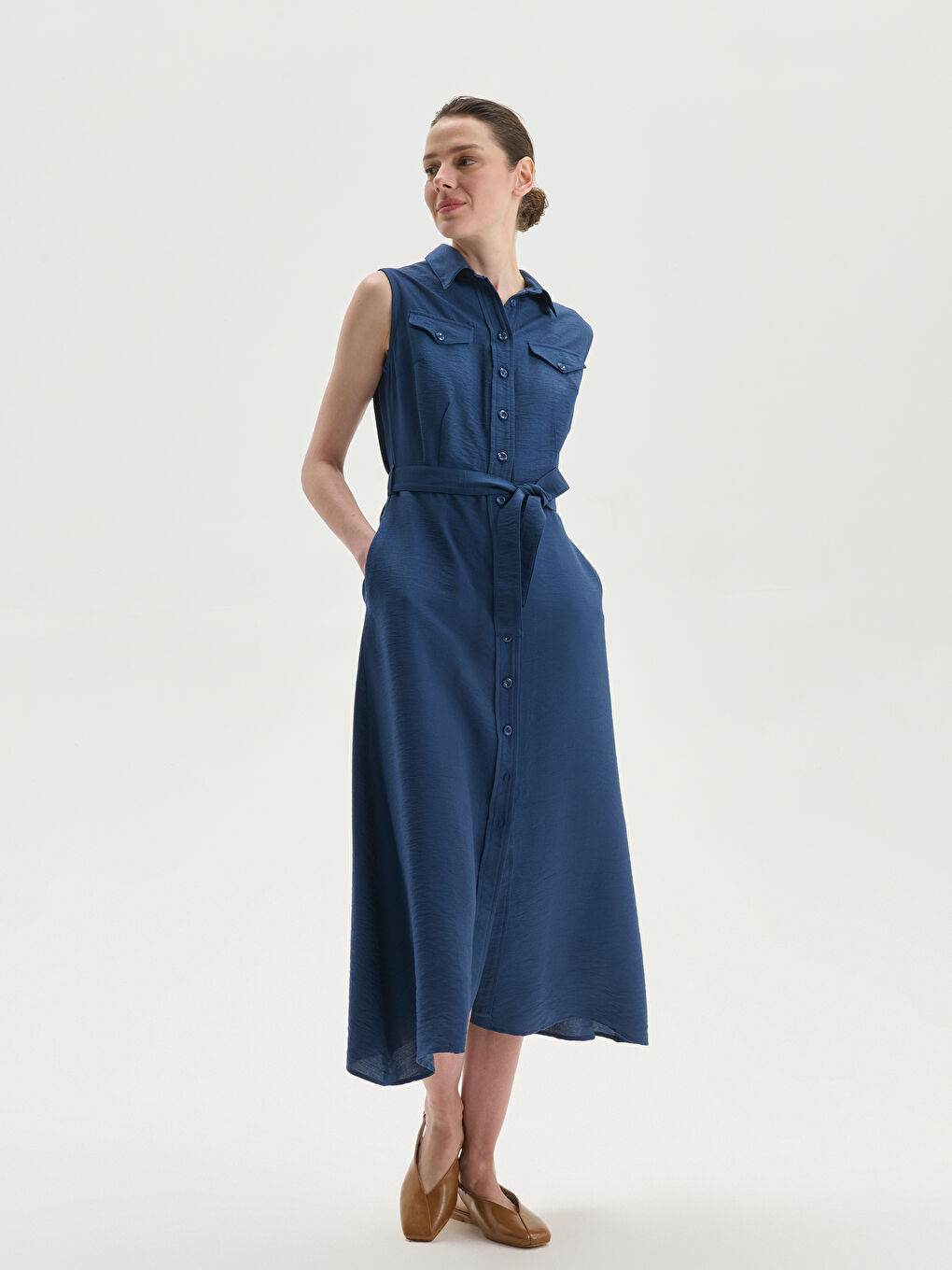 Belted Shirt Dress -S5JT13Z8-HSD