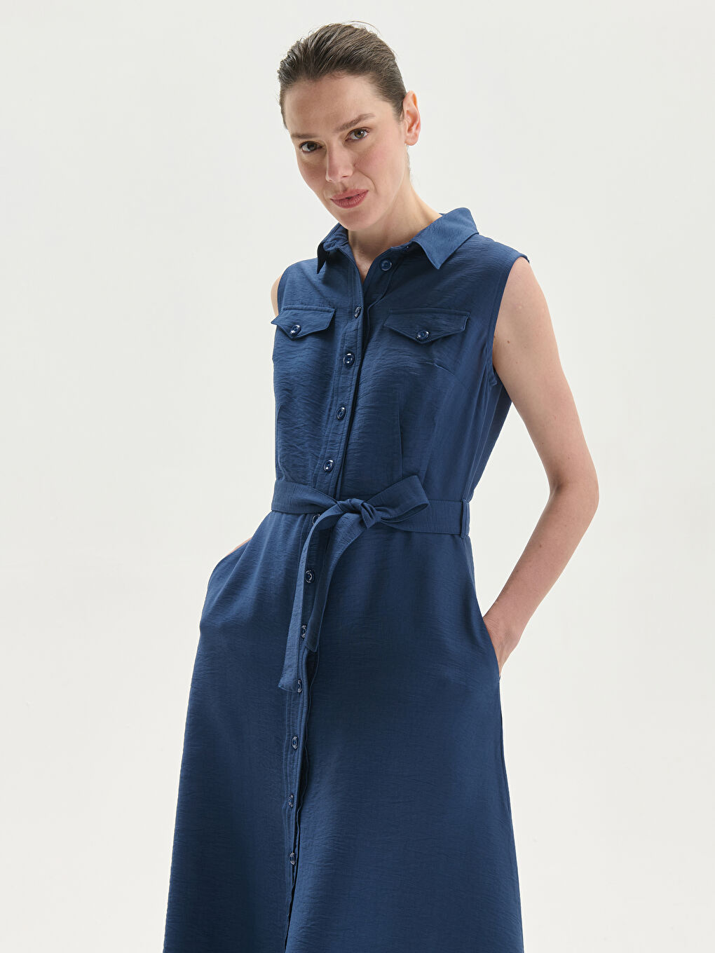 Belted Shirt Dress -S5JT13Z8-HSD