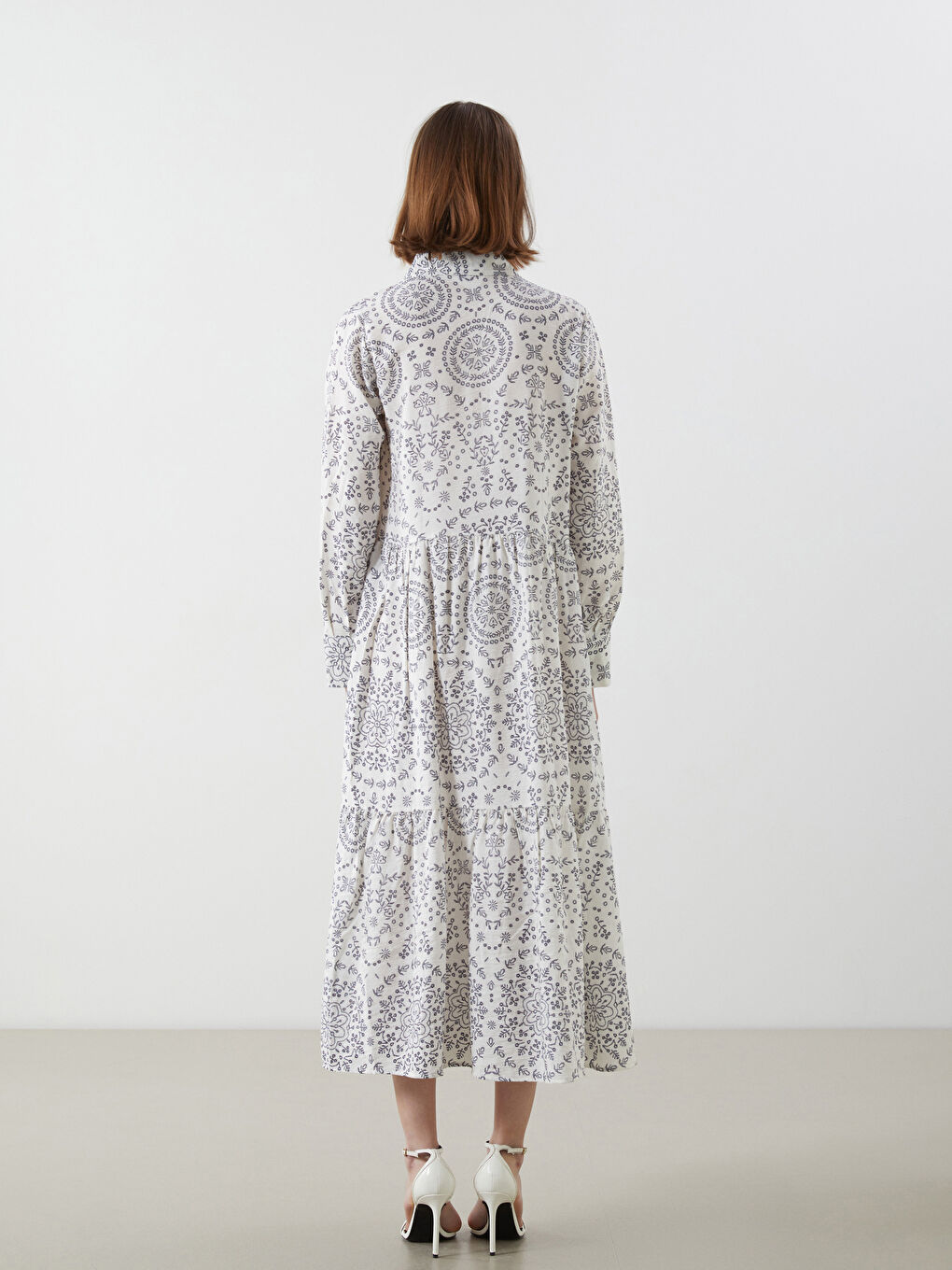 Collared Neck Patterned Women's Dress -S5JT14Z8-LQQ