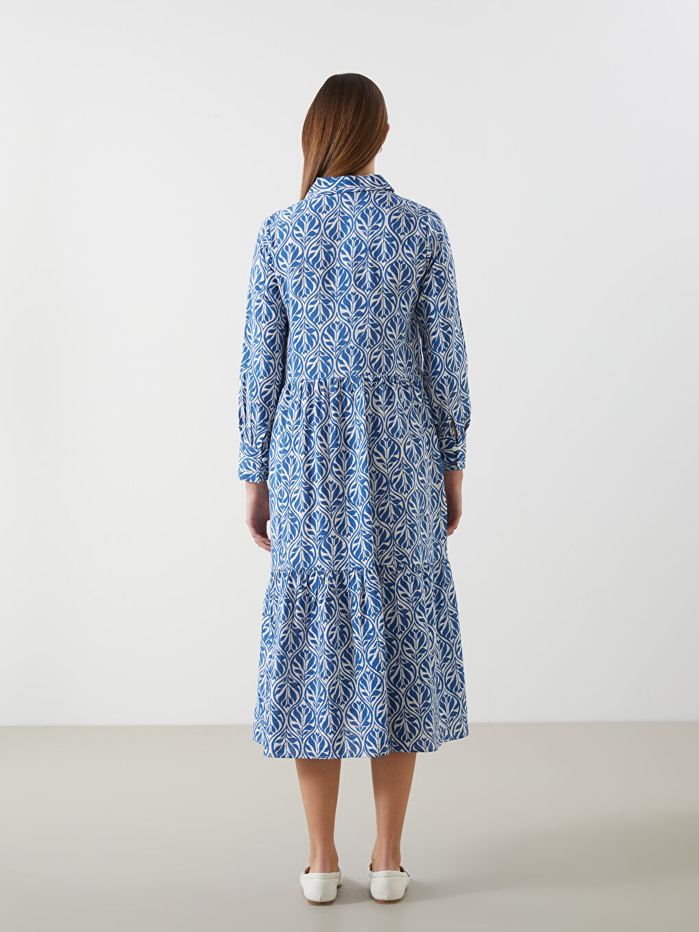 Collared Neck Patterned Women's Dress -S5JT14Z8-LSJ