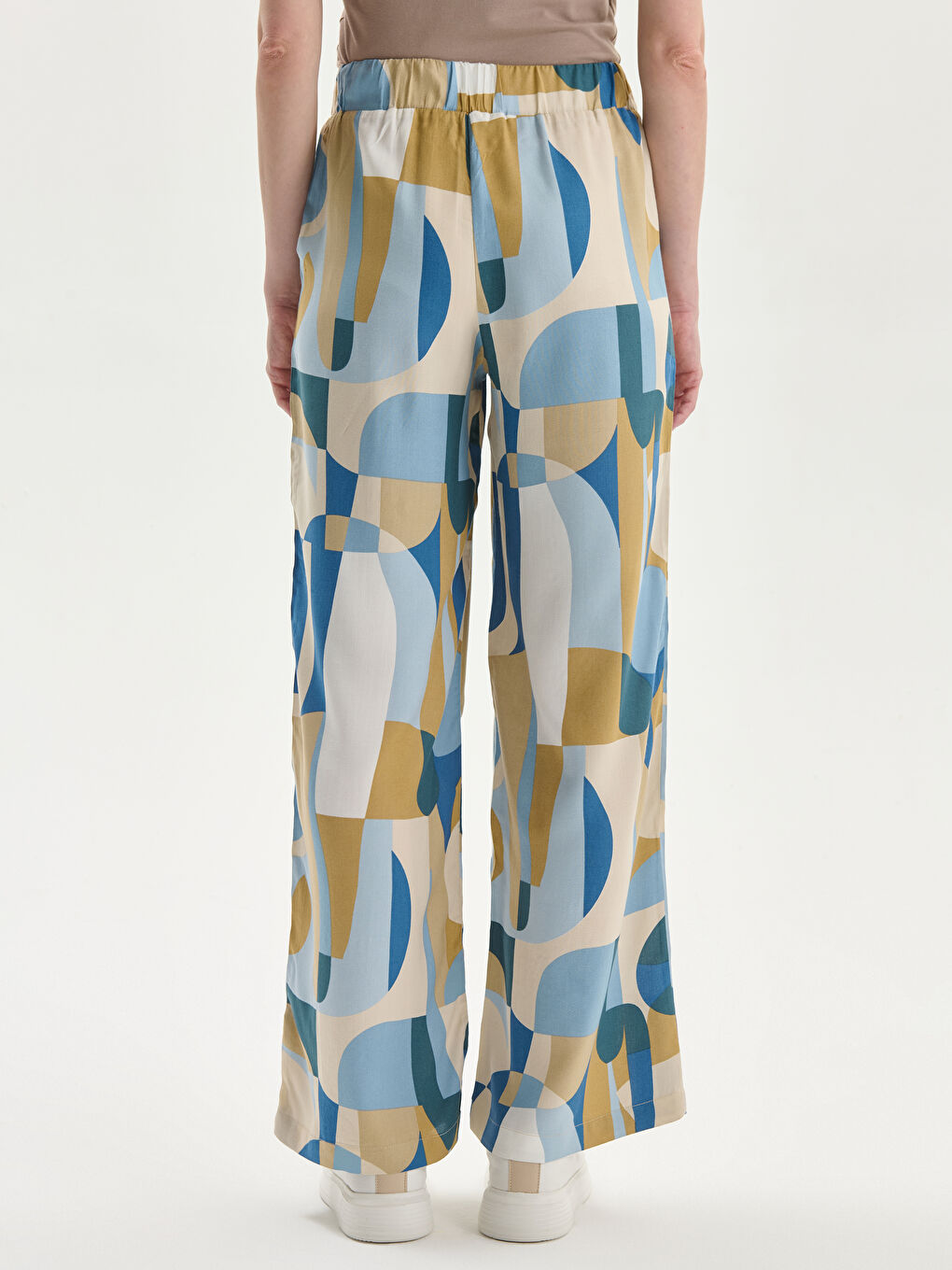 Elasticated Waist Patterned Wide Leg Women's Trousers -S5JT17Z8-LQQ