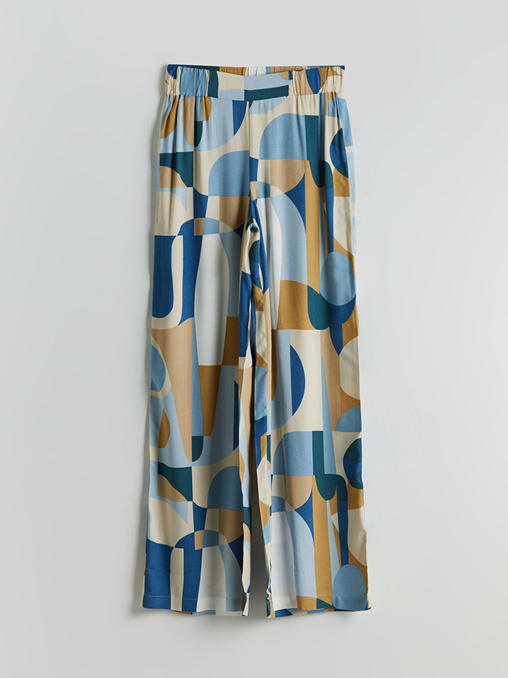 Elasticated Waist Patterned Wide Leg Women's Trousers -S5JT17Z8-LQQ