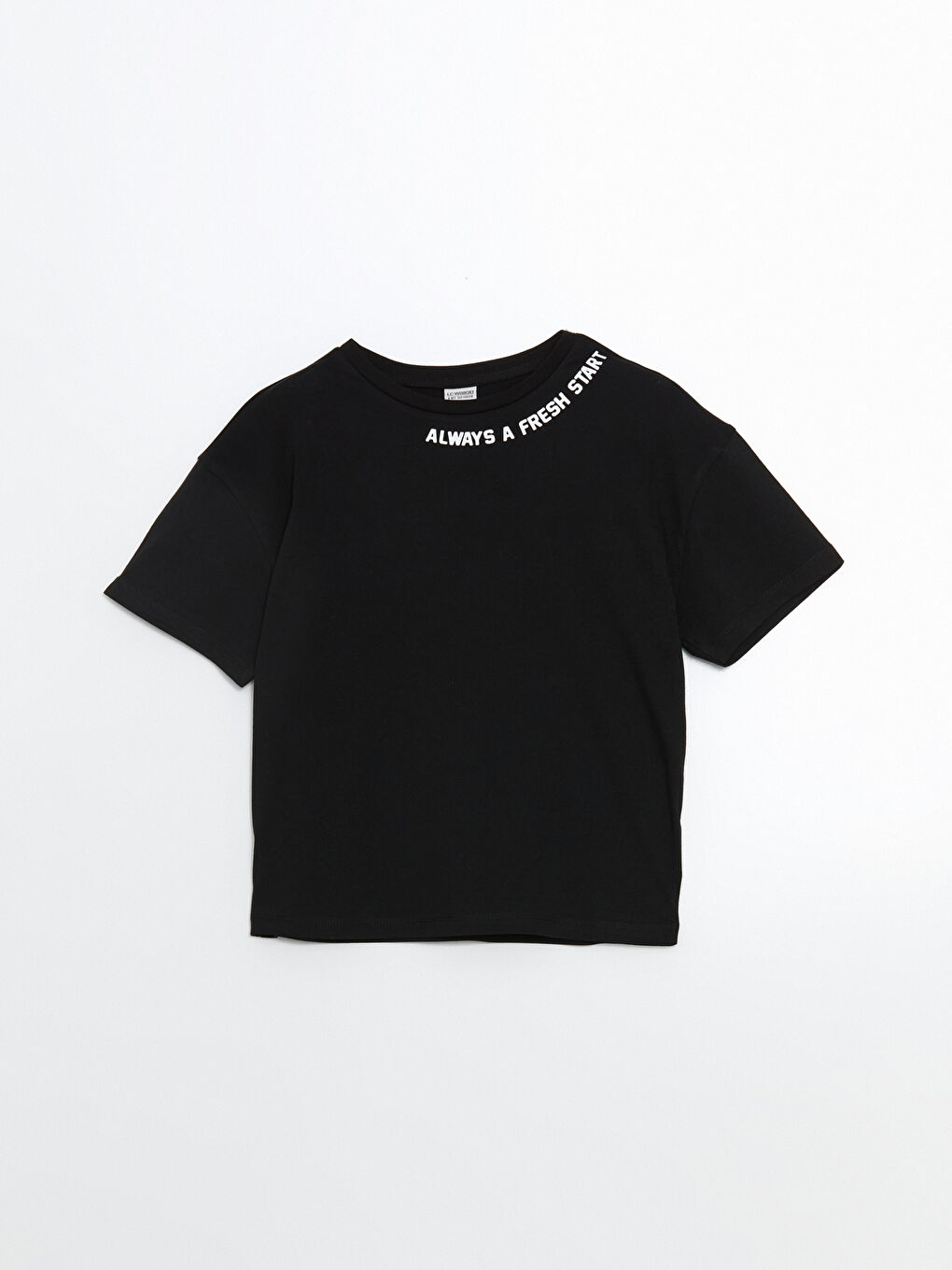 Siyah Bisiklet Yaka Kız Çocuk Tişört