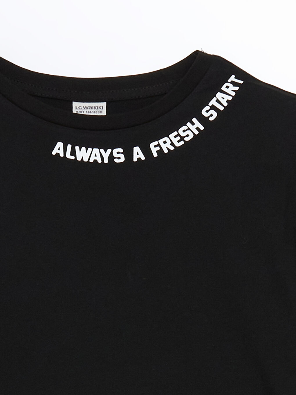 Siyah Bisiklet Yaka Kız Çocuk Tişört-1