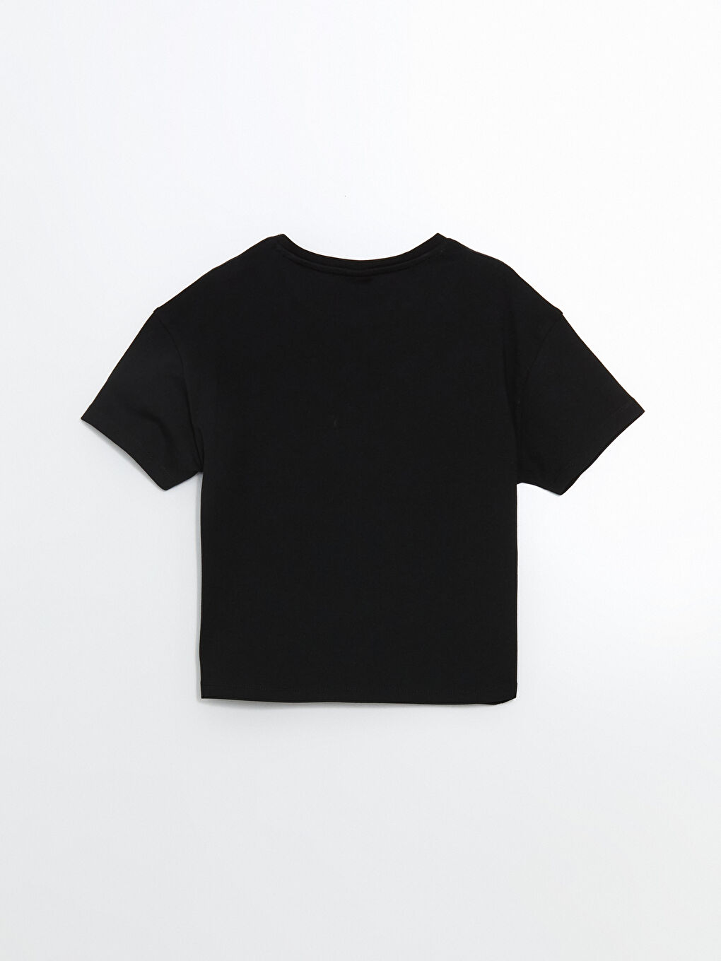 Siyah Bisiklet Yaka Kız Çocuk Tişört-2