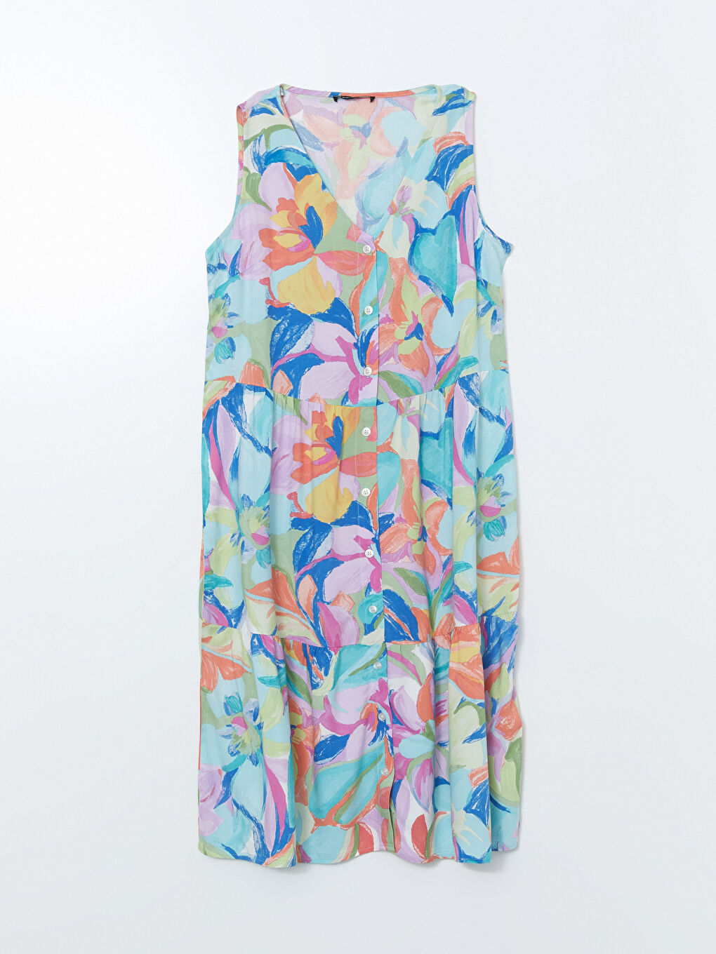 V Neck Floral Women's Dress -S5JT38Z8-F9C