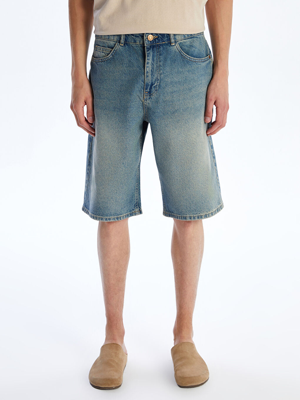 Relaxed Fit Men's Denim Shorts -S5JT40Z8-333