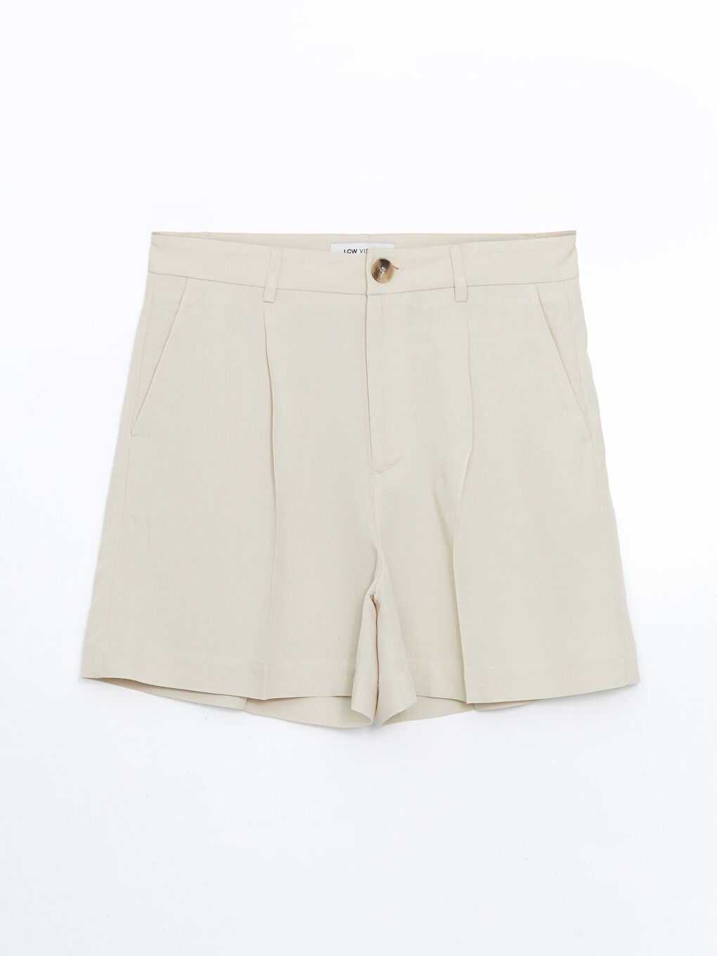 LCW Vision Bej Loose Fit Keten Karışımlı Kadın Şort - 5