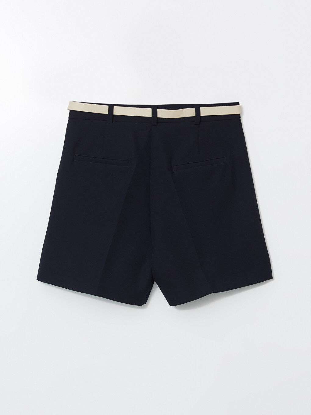 Lacivert Beli Kemerli Loose Fit Kadın Şort-5