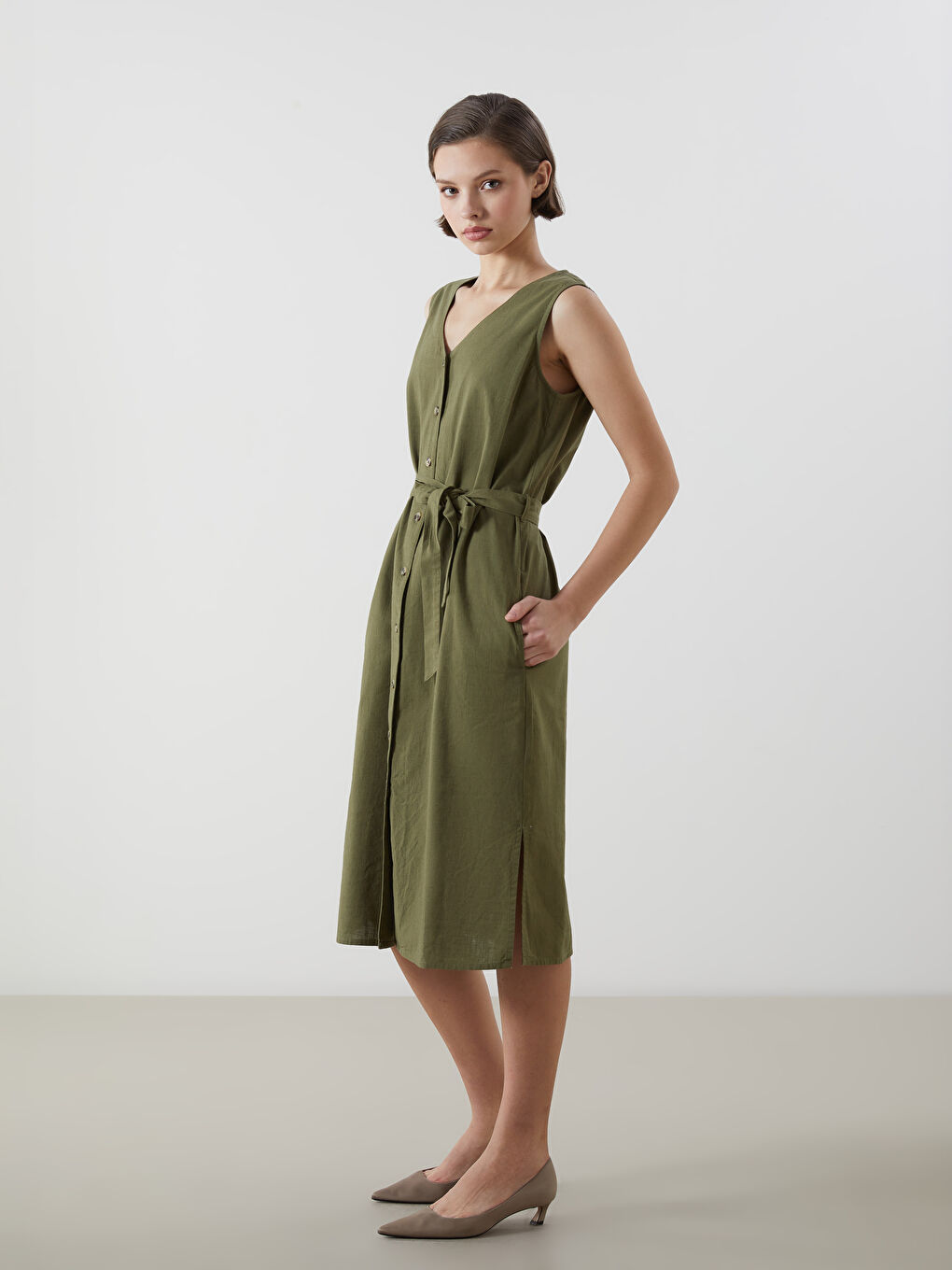 LCWAIKIKI Classic Woman KHAKI Dress -S5JT77Z8-GYA