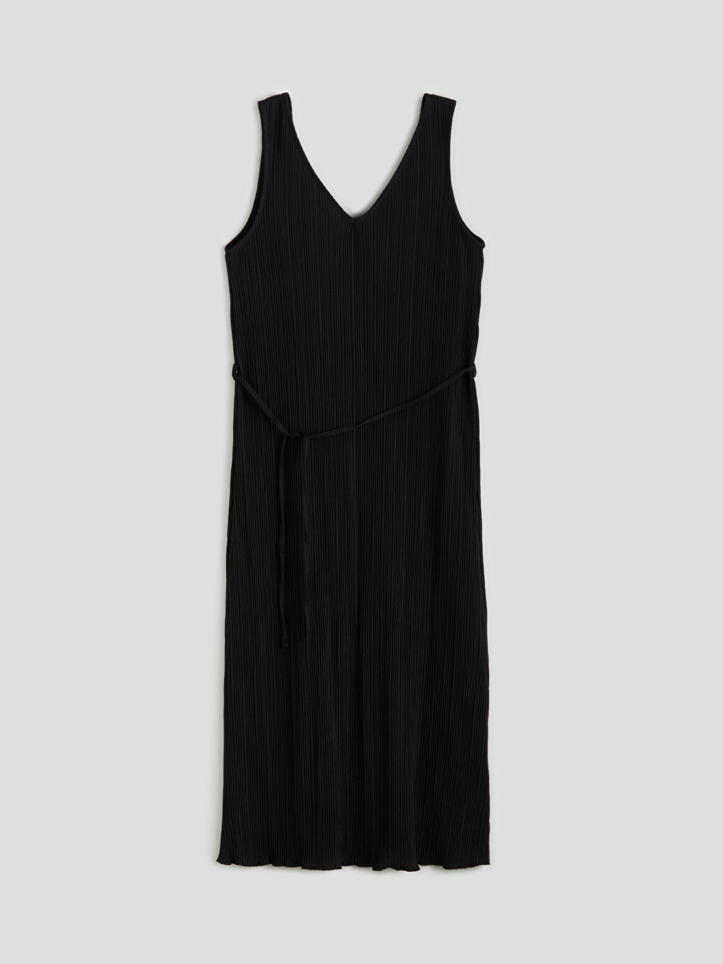 LCWAIKIKI Classic V-Neck Textured Sash Dress -S5JT87Z8-CVL