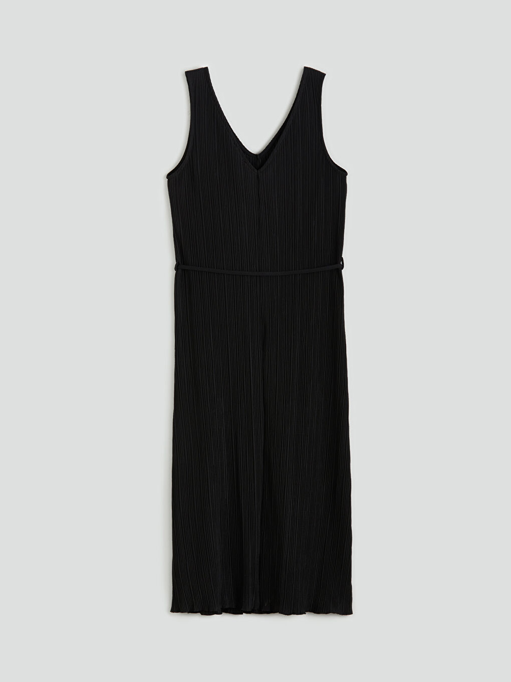 LCWAIKIKI Classic V-Neck Textured Sash Dress -S5JT87Z8-CVL