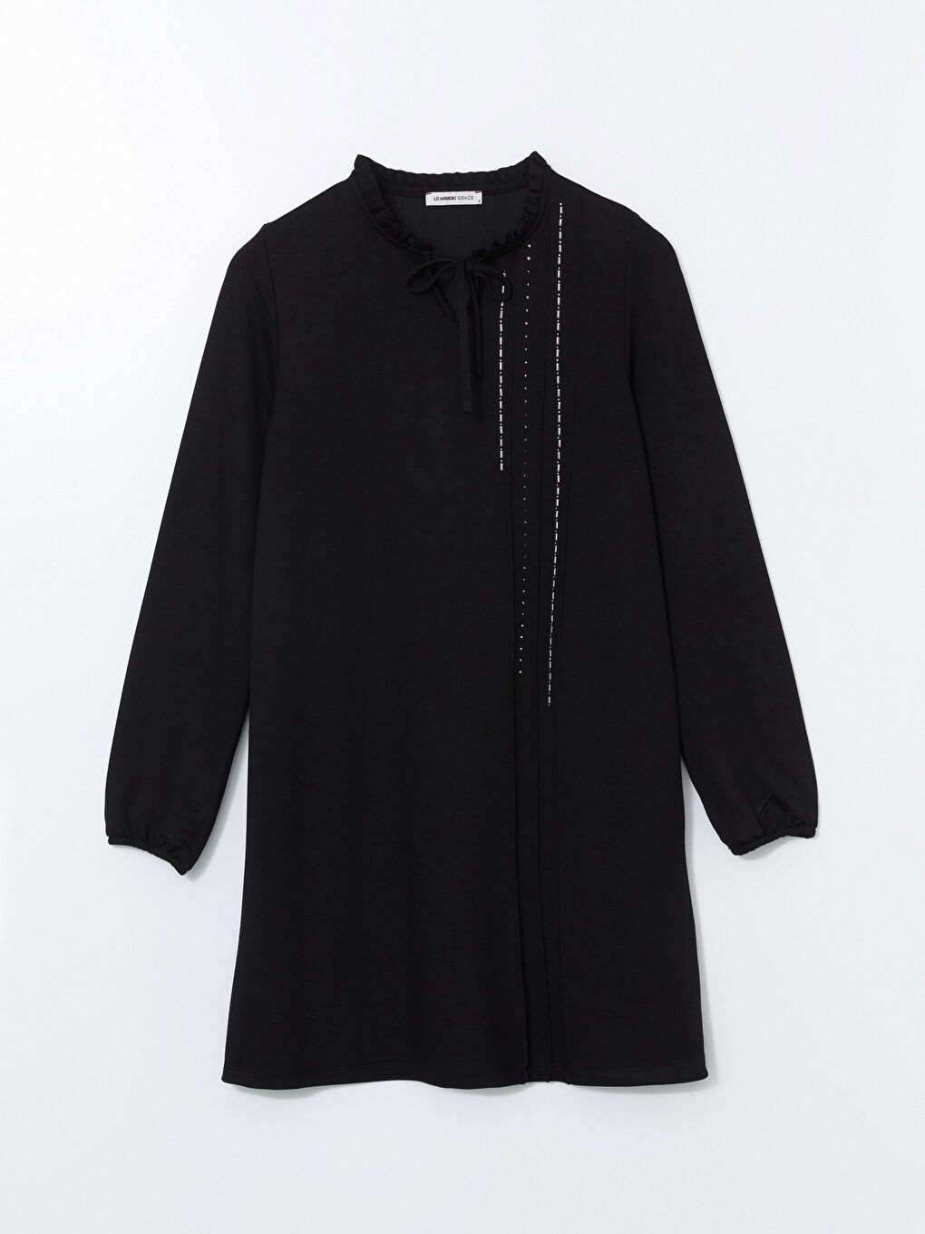 Tie Neck Rhinestone Embellished Women's Tunic-4