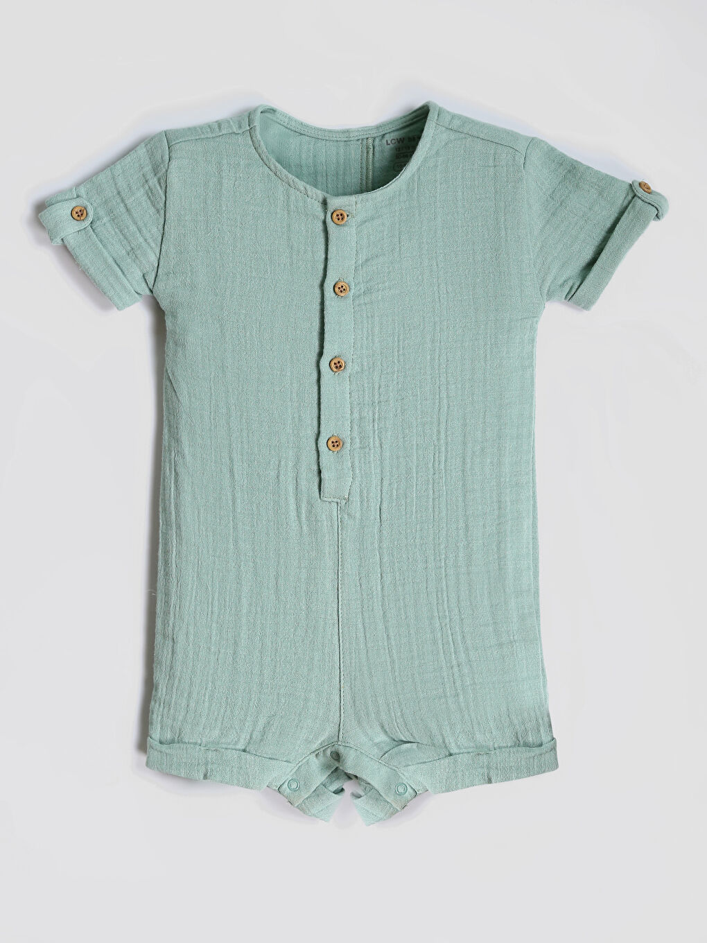 Crew Neck Baby Boys' Muslin Jumpsuit