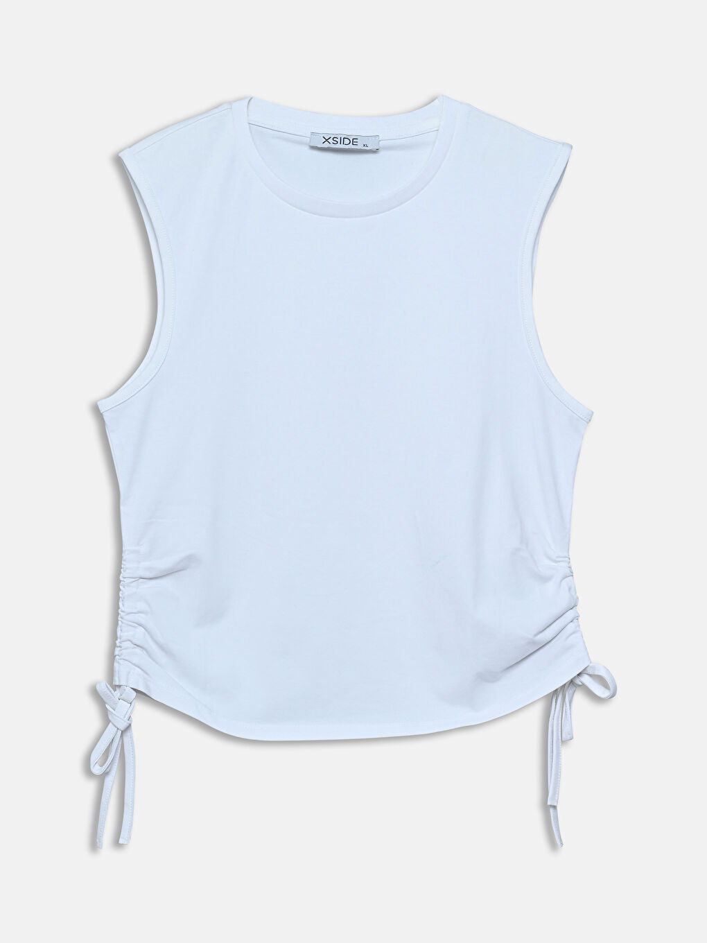 Кроп з круглим вирізом та зборками