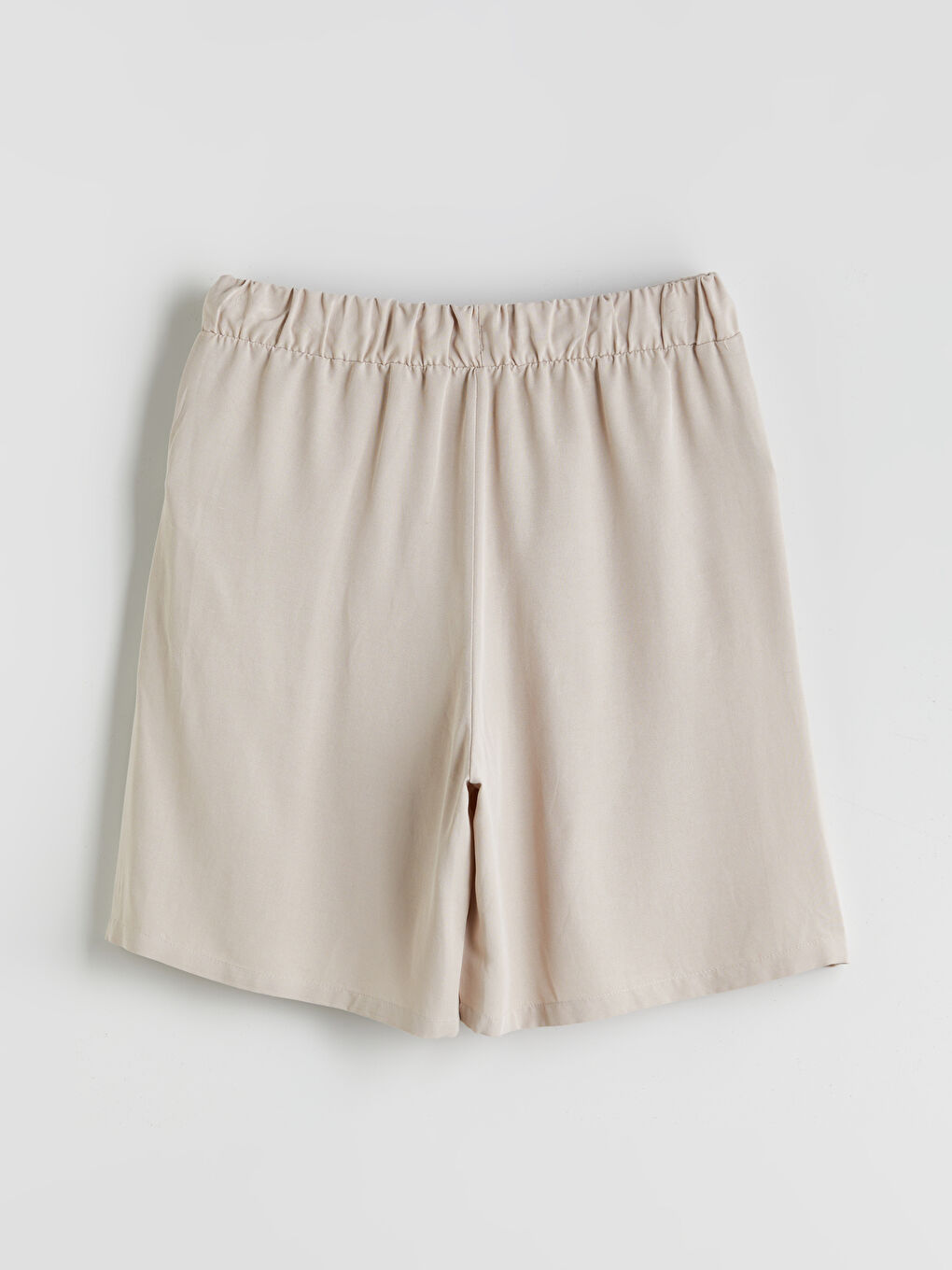 Plain Linen Blend Women's Shorts with Elastic Waist -S5JU36Z8-GD0