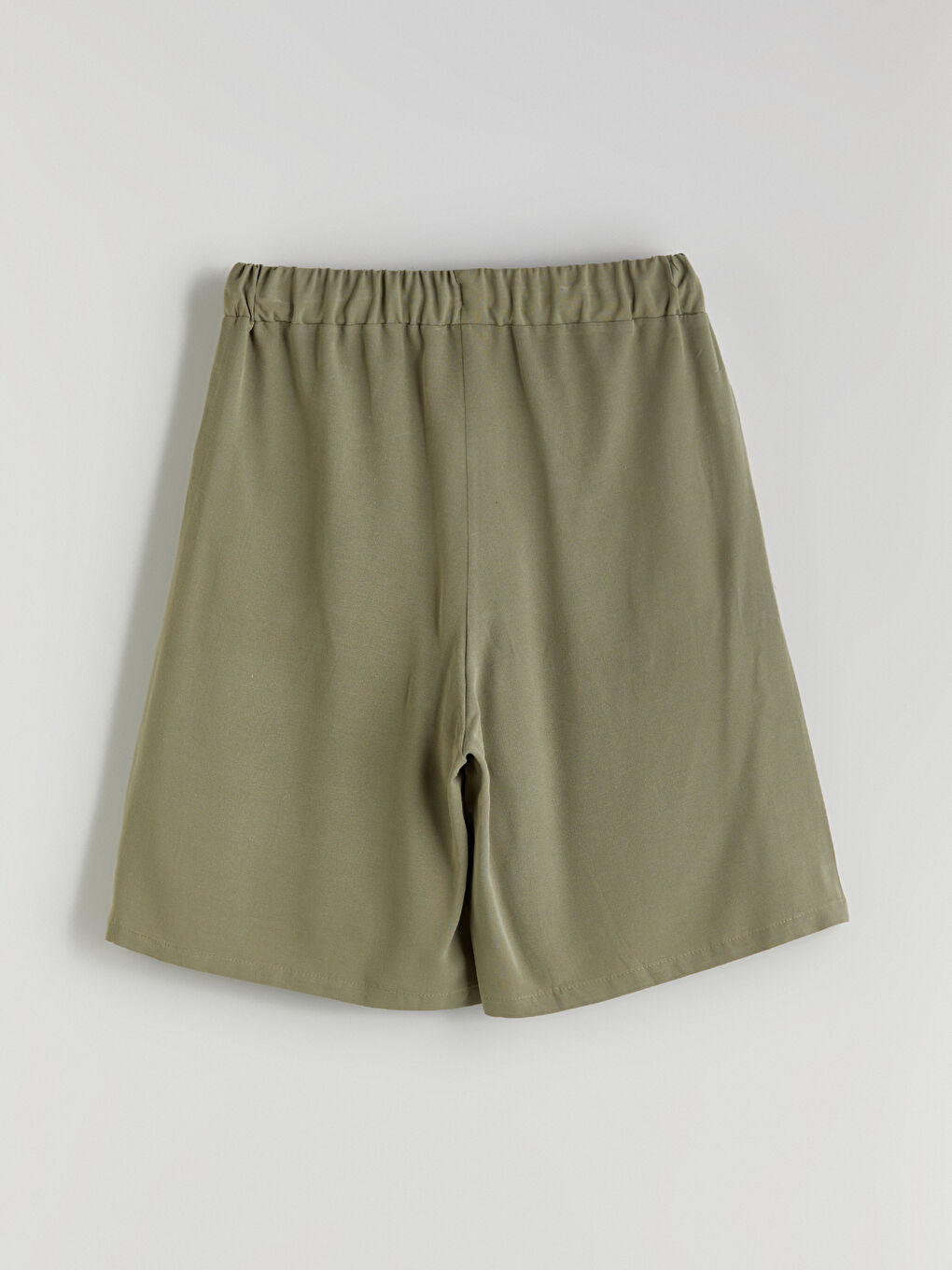 Plain Linen Blend Women's Shorts with Elastic Waist -S5JU36Z8-GYA