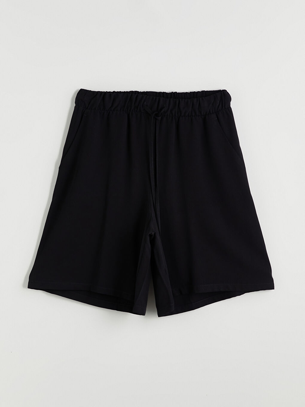 Plain Linen Blend Women's Shorts with Elastic Waist -S5JU36Z8-CVL