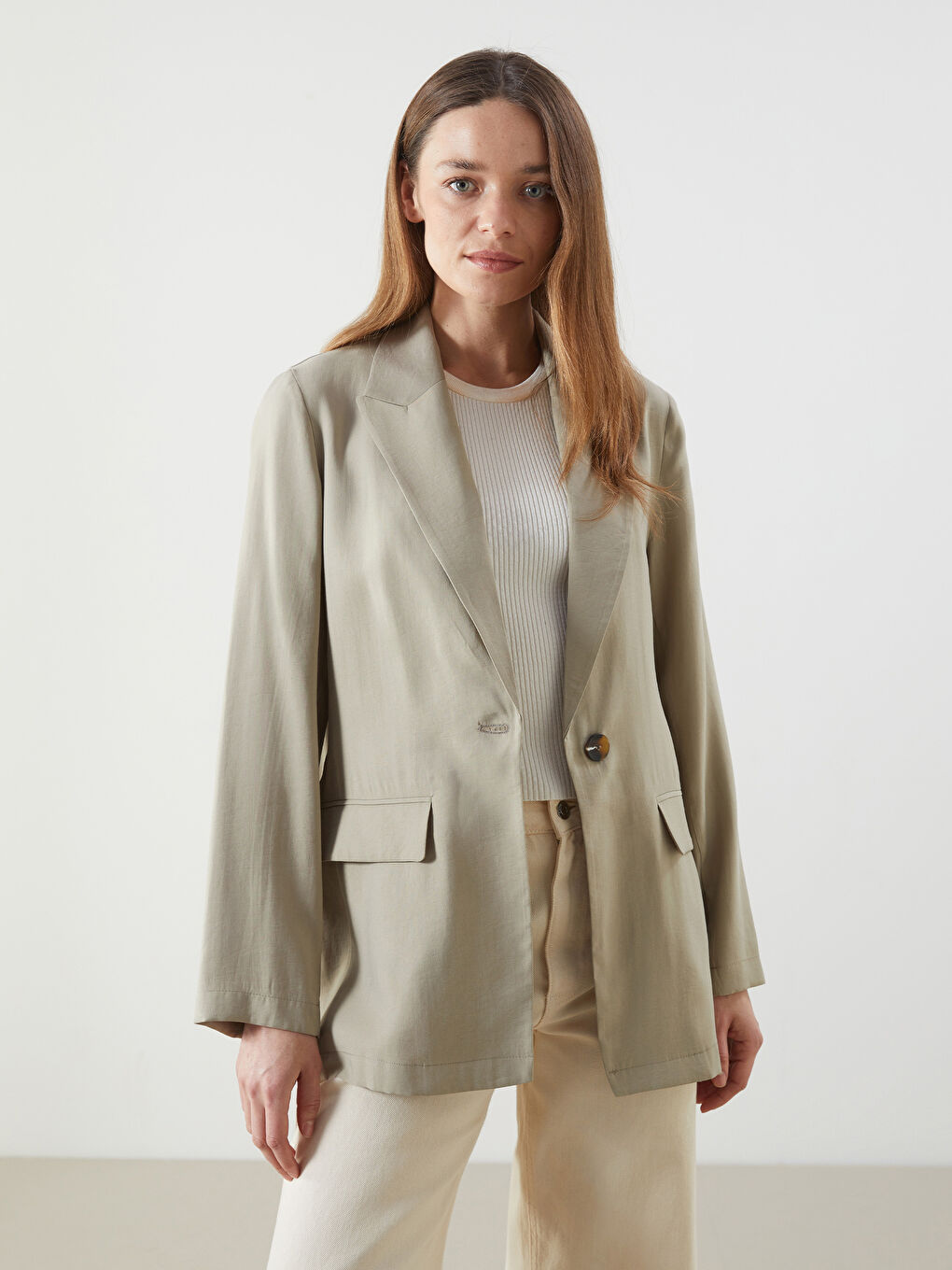 Haki Regular Fit Kadın Blazer Ceket