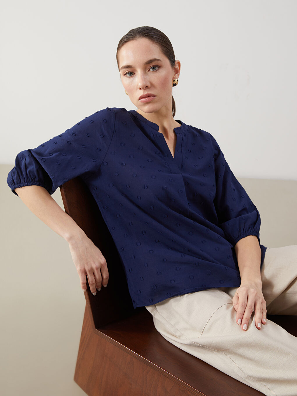 Crazy Collar Textured Women's Blouse -S5JU40Z8-K7G