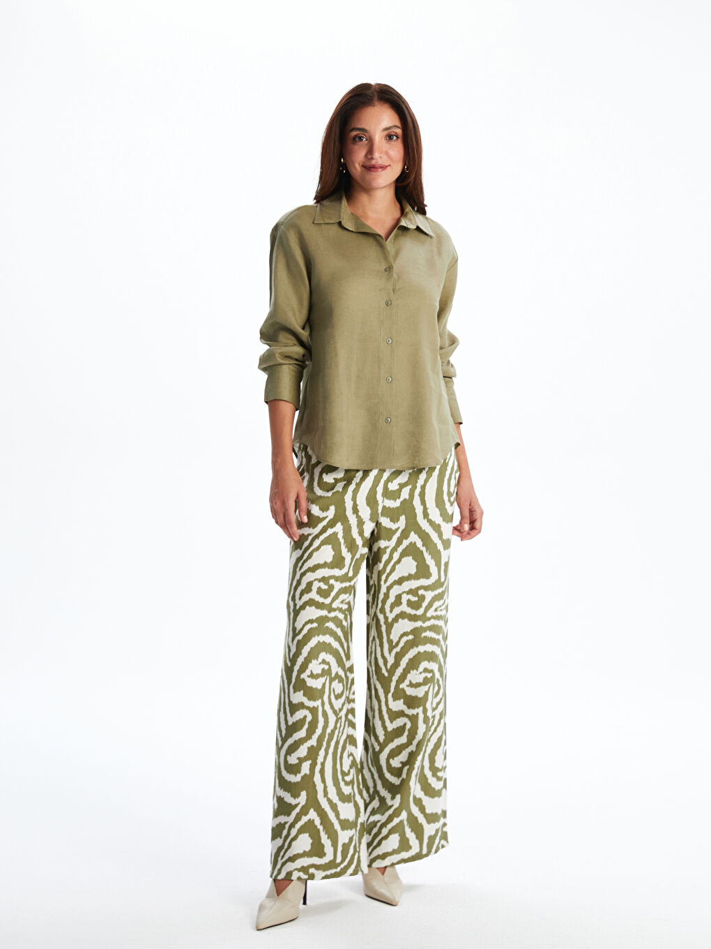 LCWAIKIKI Classic Elasticated Waist Patterned Women's Trousers -S5JU45Z8-LRR