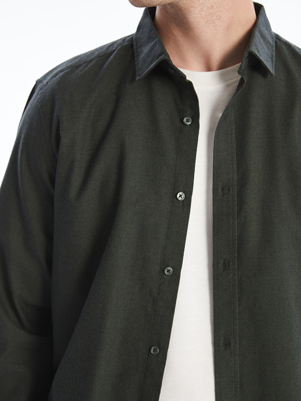 Usko Krojena Muška Košulja Dugi Rukav Dobi Tkanina-2