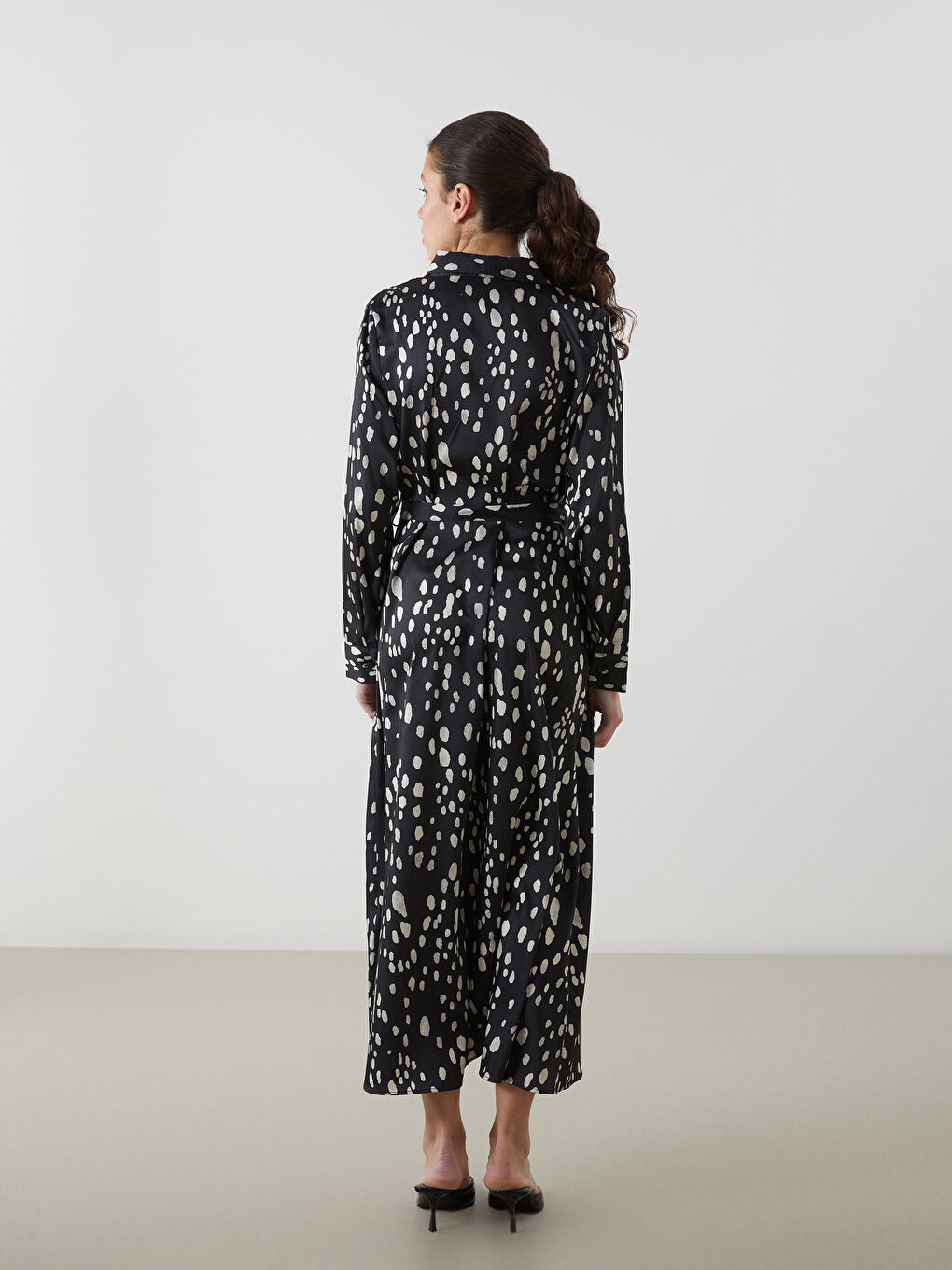 Patterned Satin Women'S Shirt Dress -S5JU72Z8-F9C