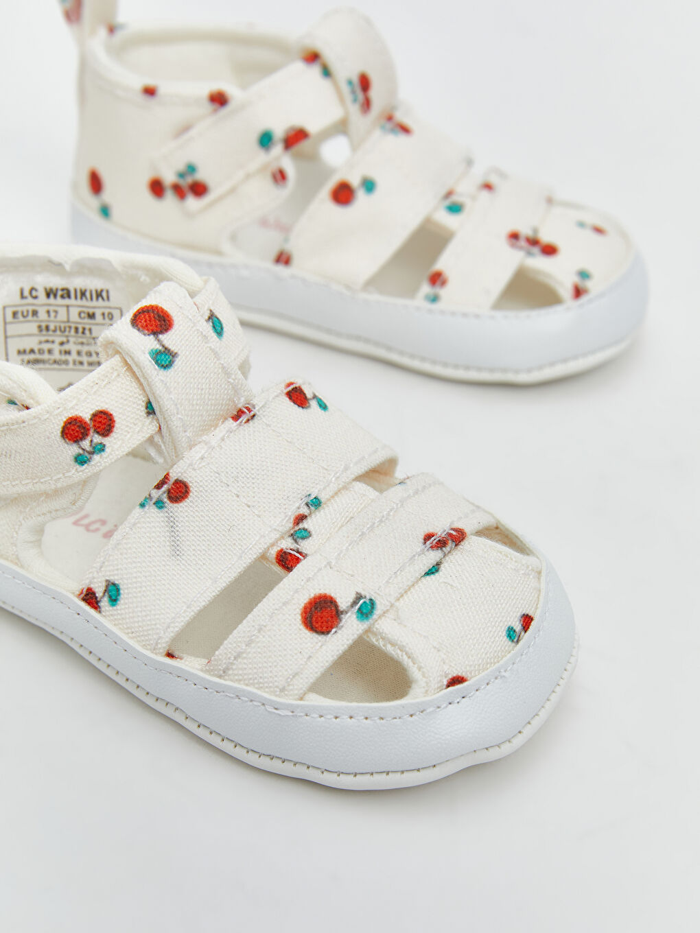 أحذية ما قبل المشي للبنات الرضع بطباعة الكرز مع غلق ڤيلكرو-2