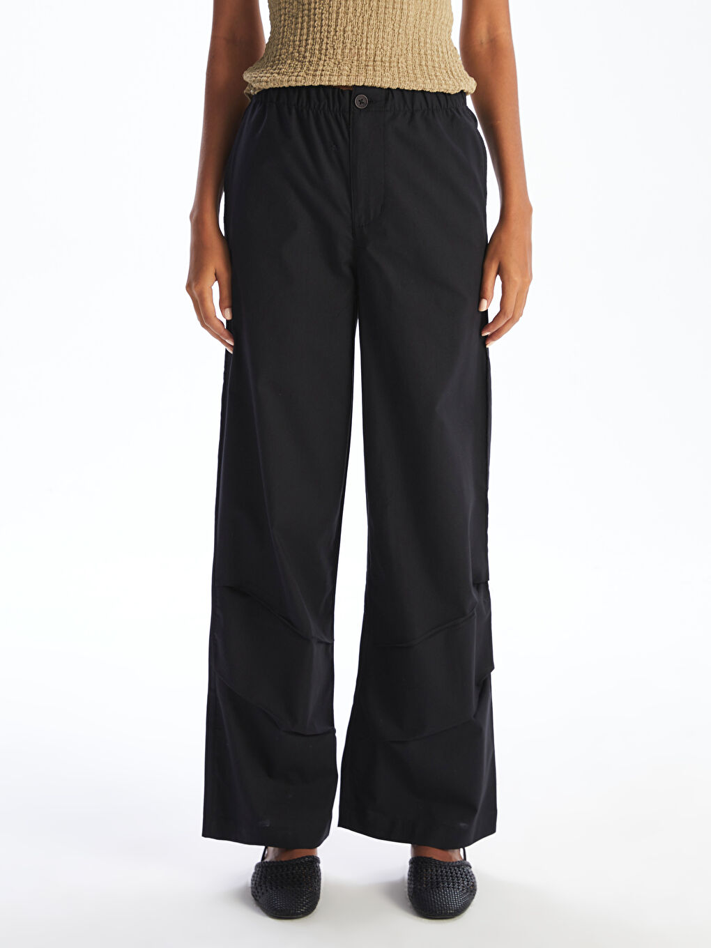 Elastic Waist Wide Leg Women's Trousers-1