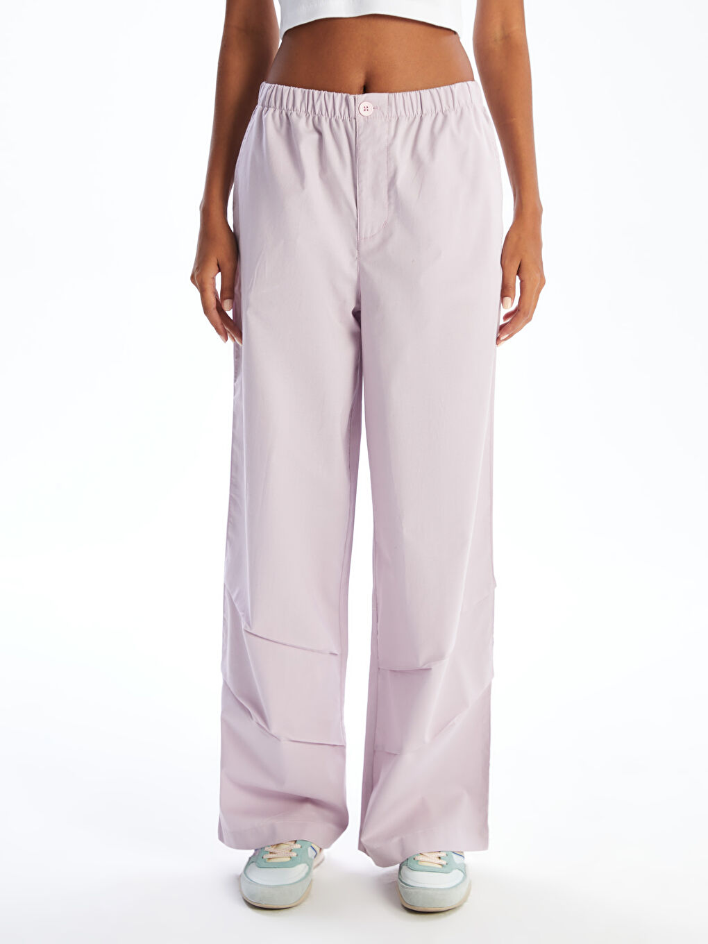 Elastic Waist Wide Leg Women's Trousers-1