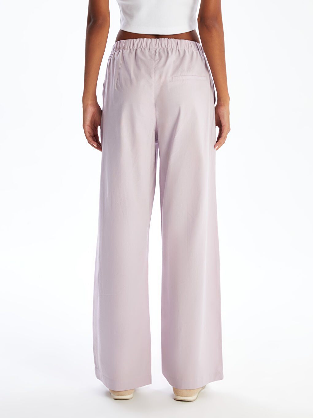 Elastic Waist Wide Leg Women's Trousers-3