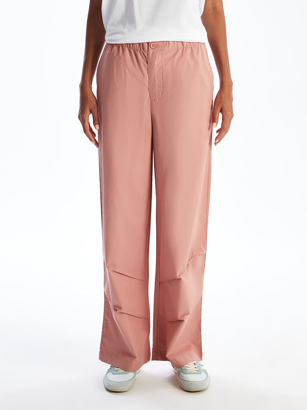 Elastic Waist Wide Leg Women's Trousers-1