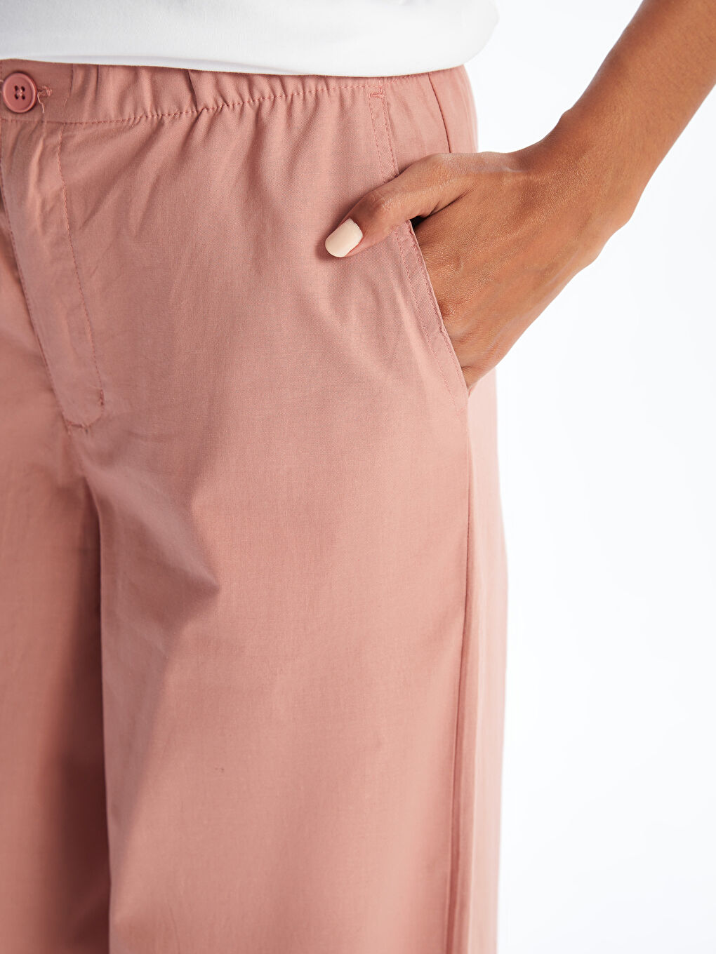 Elastic Waist Wide Leg Women's Trousers-2