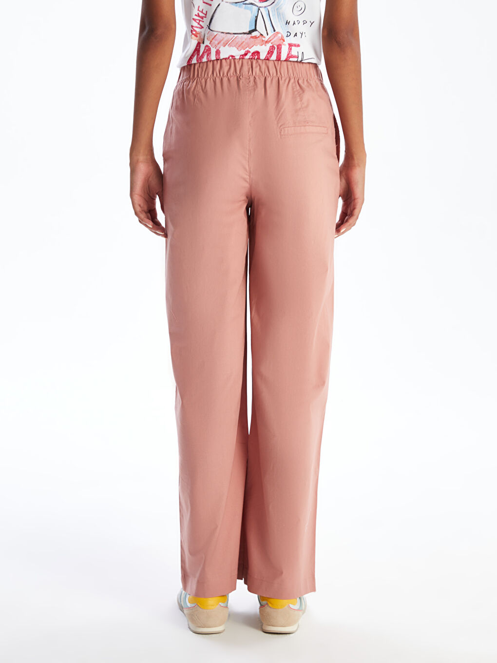 Elastic Waist Wide Leg Women's Trousers-3