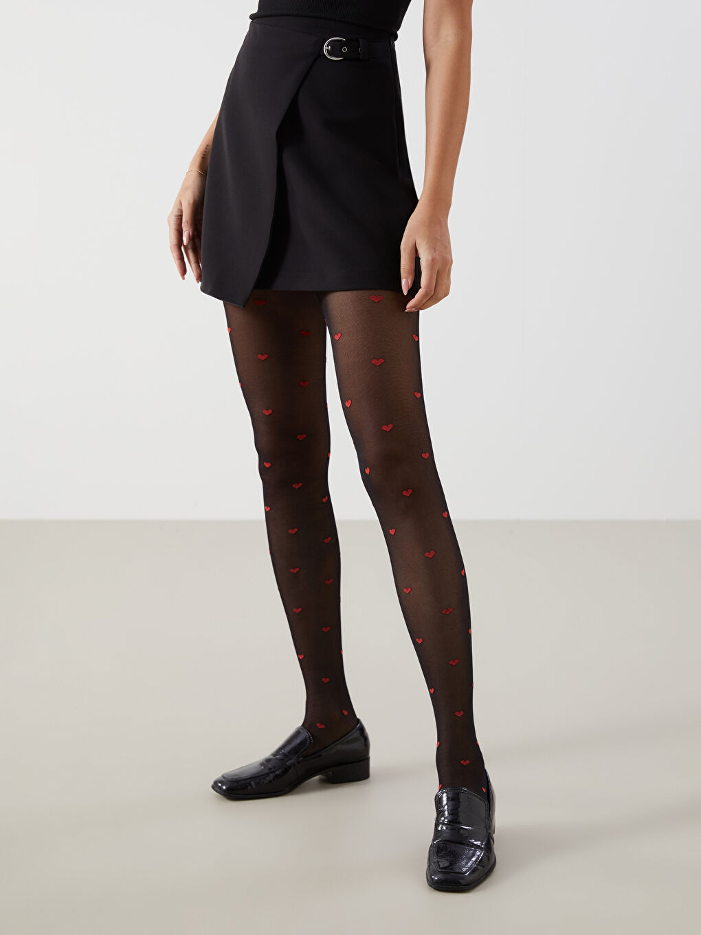 Heart Patterned 70 Denier Shiny Women's Tights -S5JU90Z8-J0F