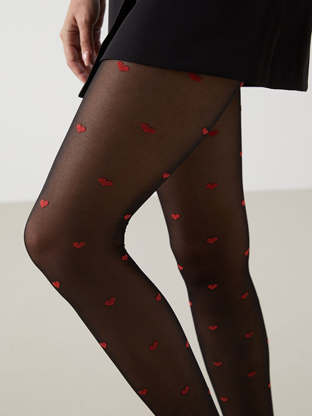 Heart Patterned 70 Denier Shiny Women's Tights -S5JU90Z8-J0F