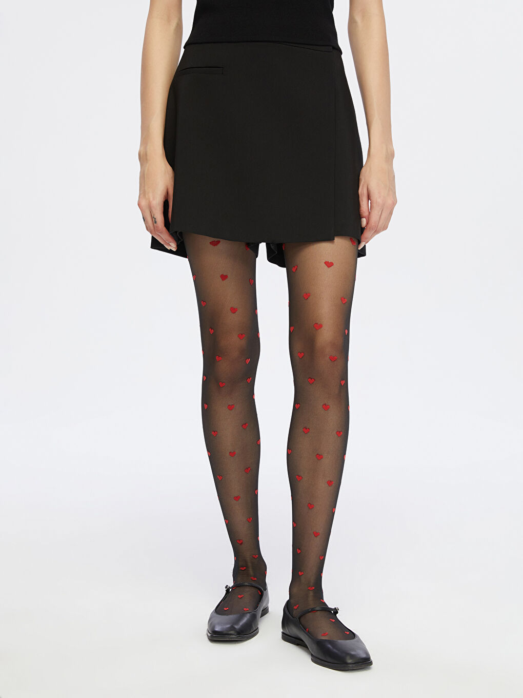 Heart Patterned 70 Denier Shiny Women's Tights -S5JU90Z8-J0F