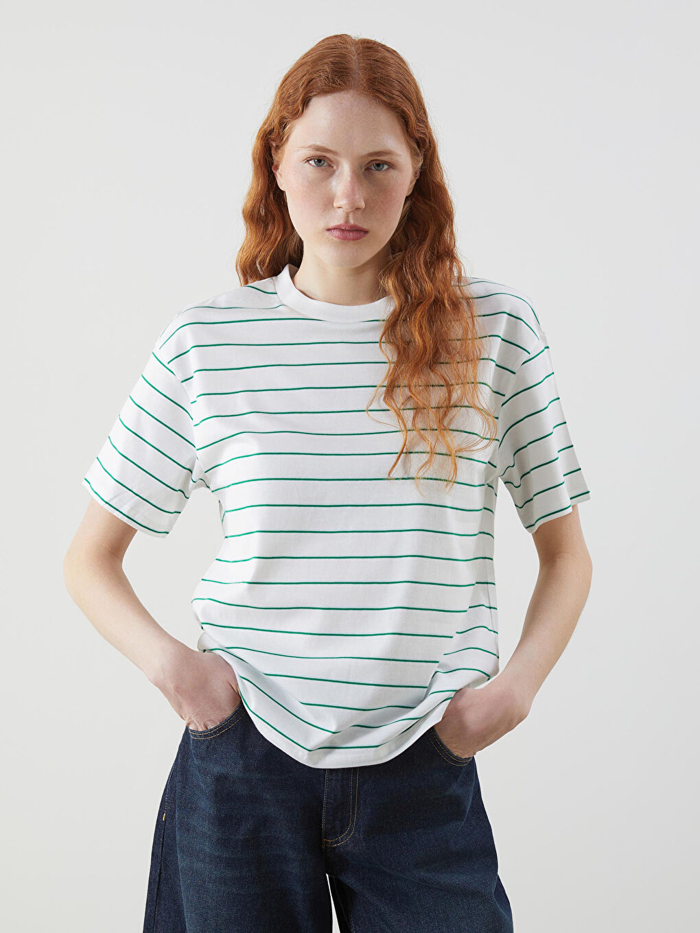 LCW Vision Crew Neck Striped Women's T-Shirt -S5JV02Z8-LFT