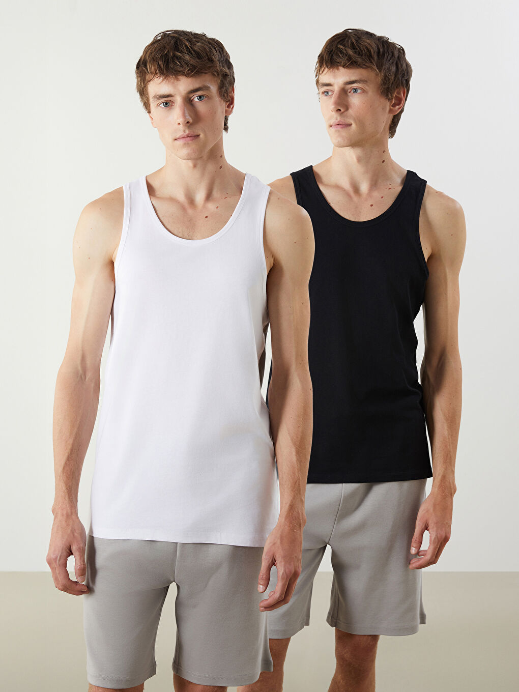 LC WAIKIKI U Neck Jersey Men's Vest 2 Pack -W51659Z8-CVL