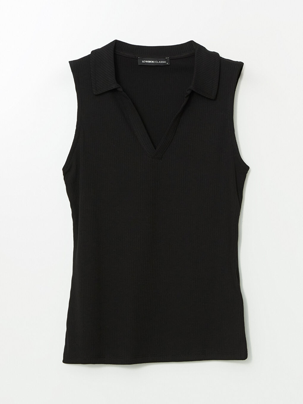 Siyah Polo Yaka Kadın Atlet-5