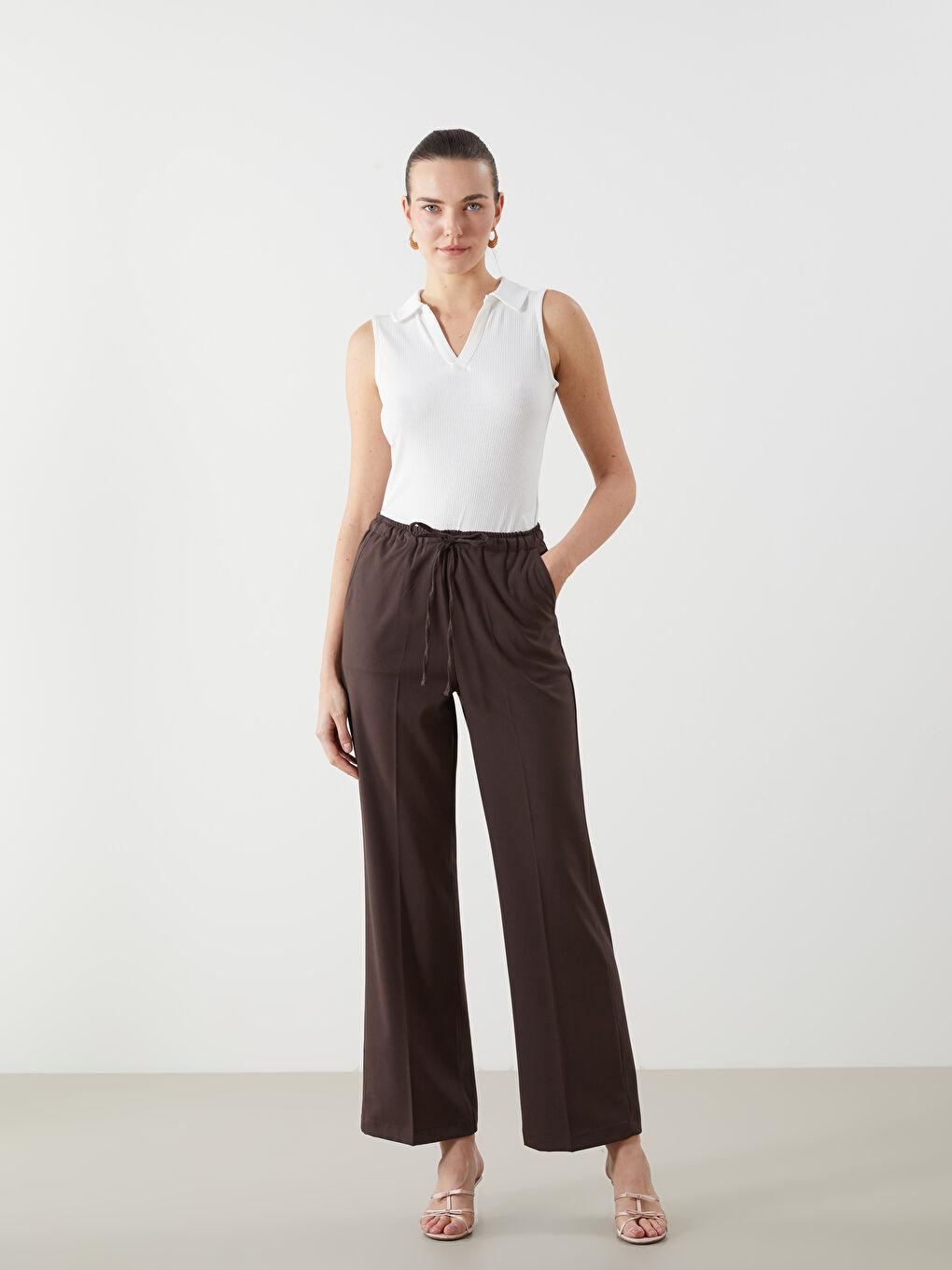 Ekru Polo Yaka Kadın Atlet-2