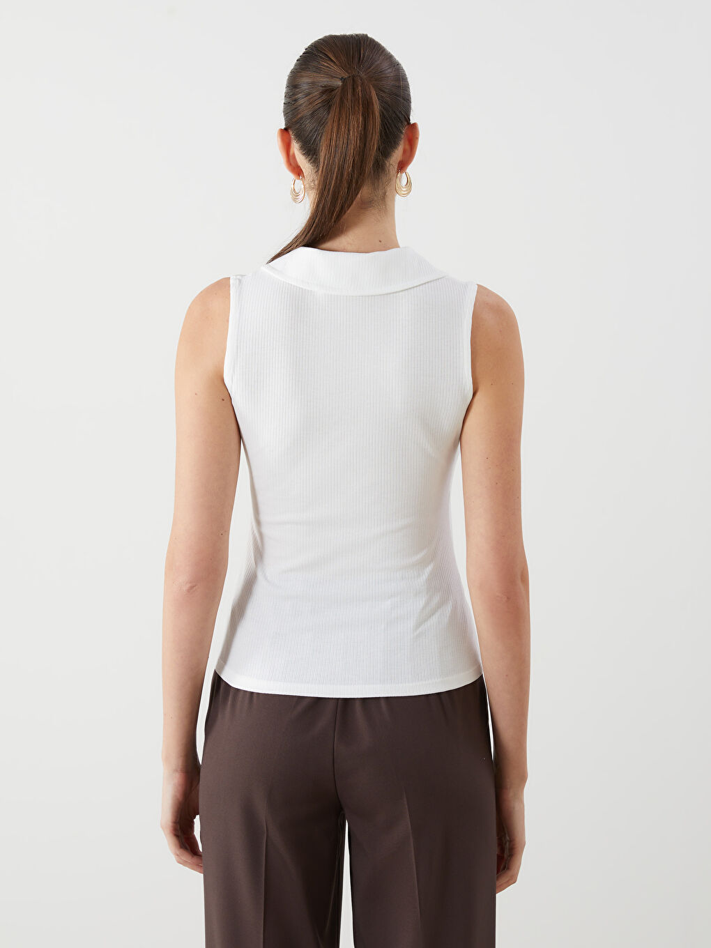 Ekru Polo Yaka Kadın Atlet-4