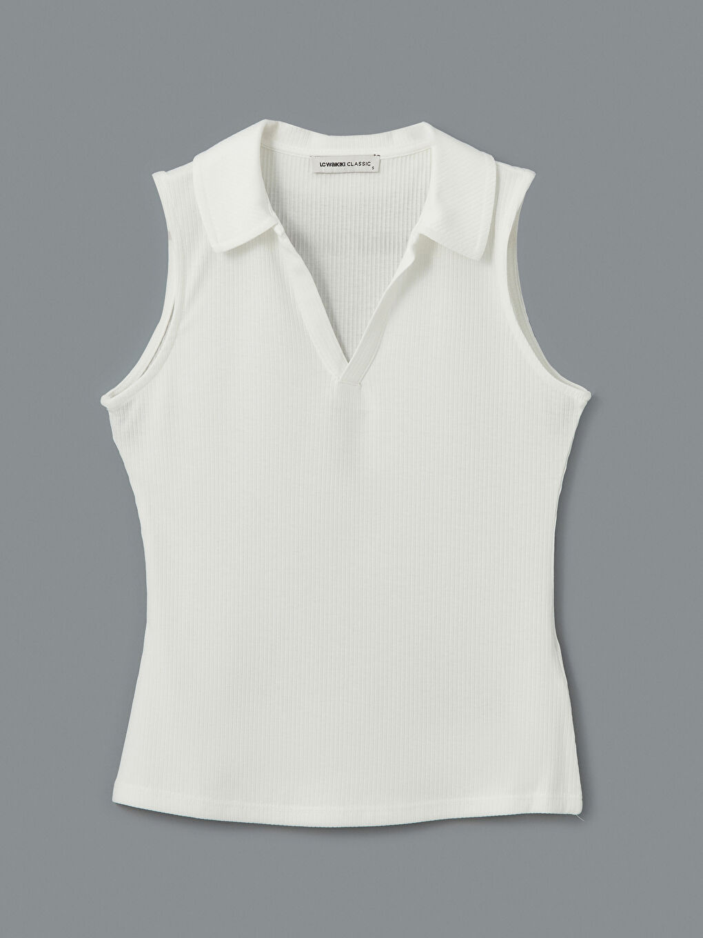 Ekru Polo Yaka Kadın Atlet-5