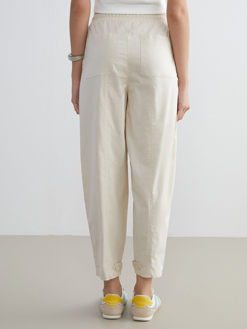 Elasticated Waist Poplin Women's Trousers-3