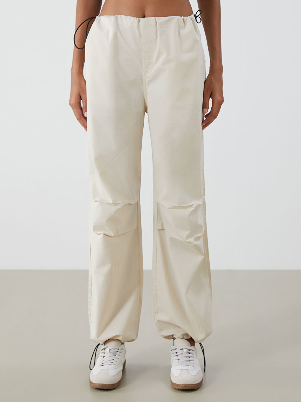 Elasticated Waist Poplin Women's Trousers-1