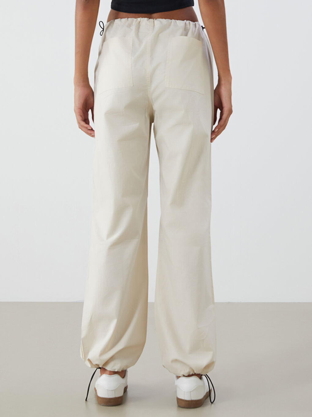 Elasticated Waist Poplin Women's Trousers-3